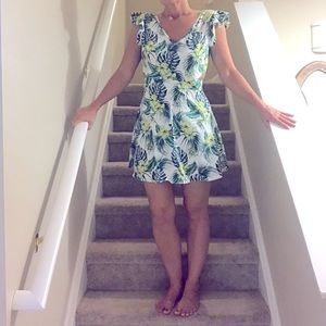 SHEIN Tropical Print Cut Out Tie Back Dress Sz S